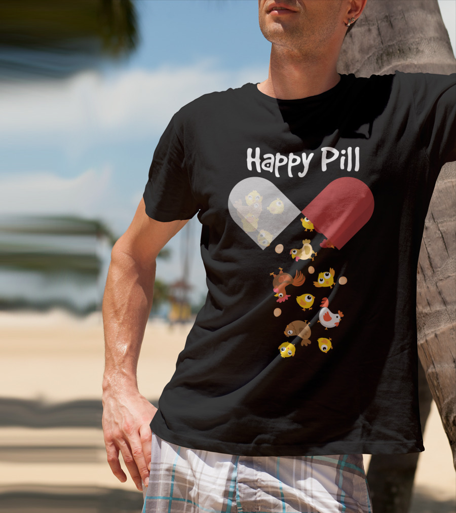 Happy Pill Chickens Capsule Fun T-Shirt