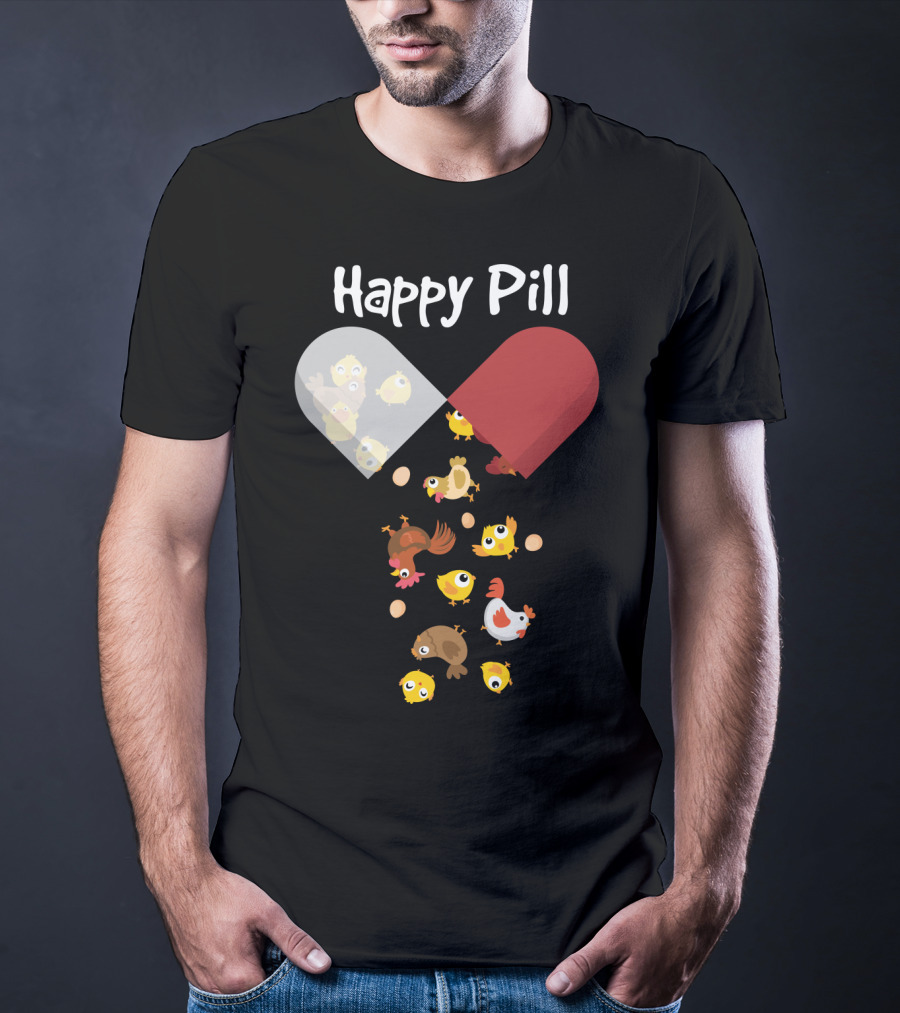Happy Pill Chickens Capsule Fun T-Shirt