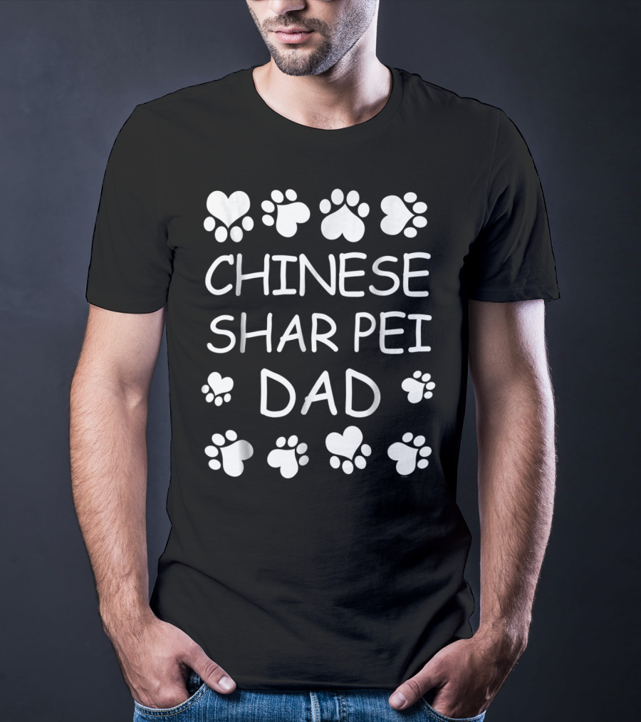 Chinese Shar Pei Dad With Hearts And Paws For Christmas Birthday T-Shirt