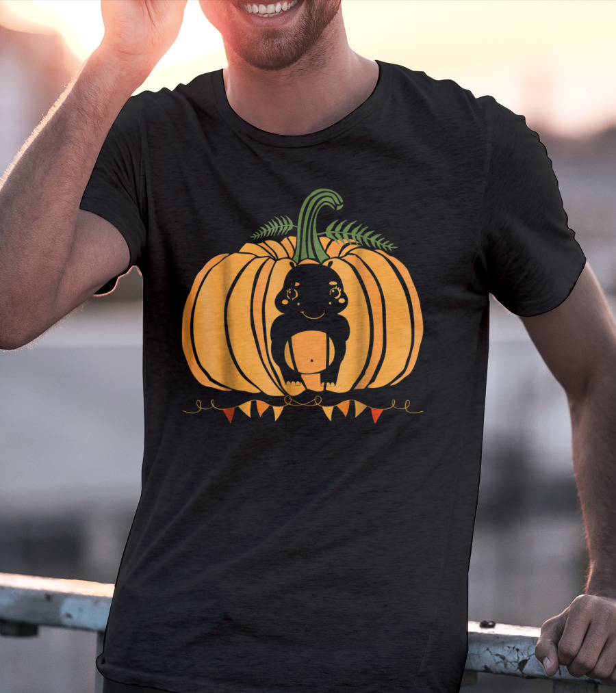 Cute Hippo Halloween Pumpkin Dad Mom81 Festive T-Shirt
