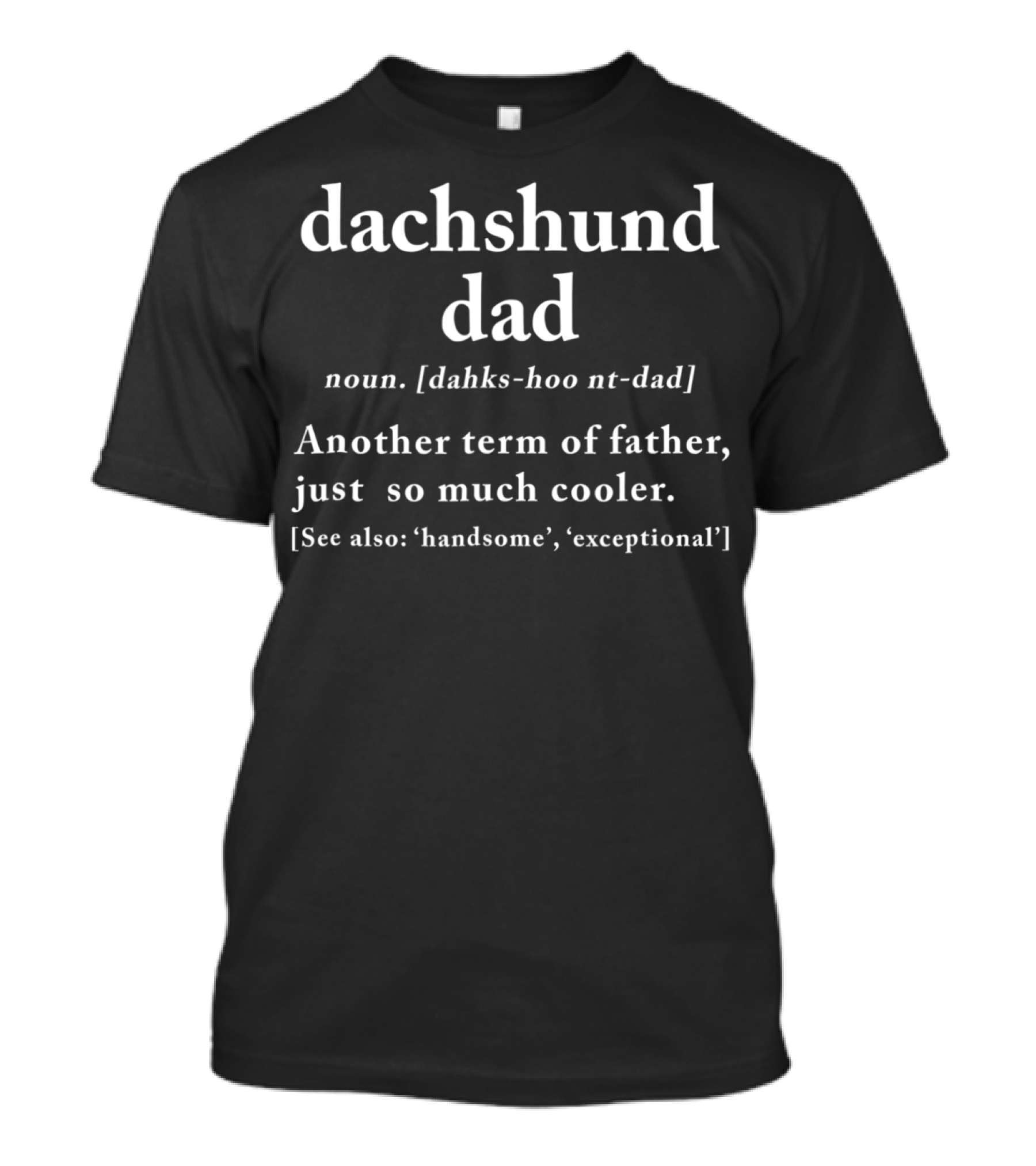 Dachshund Dad Definition Noun Term Father Cooler Handsome Exceptional T-Shirt