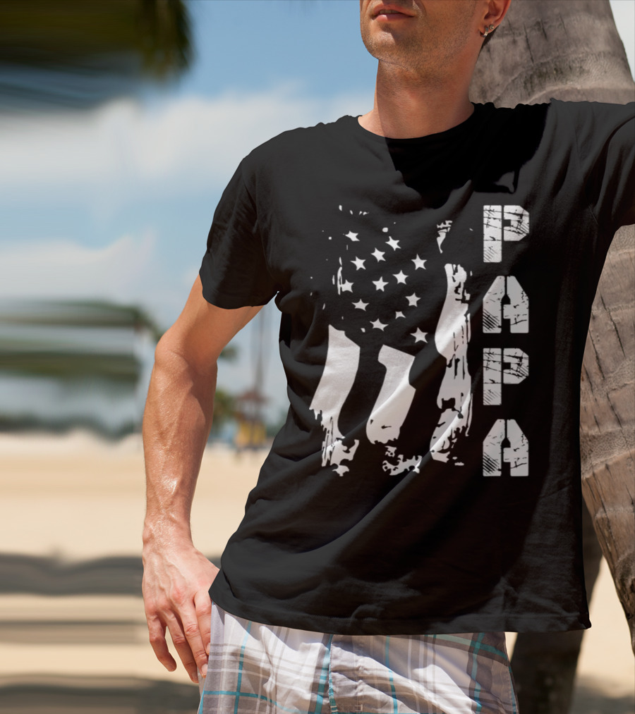 Papa Flag Father's Day S61 USA T-Shirt