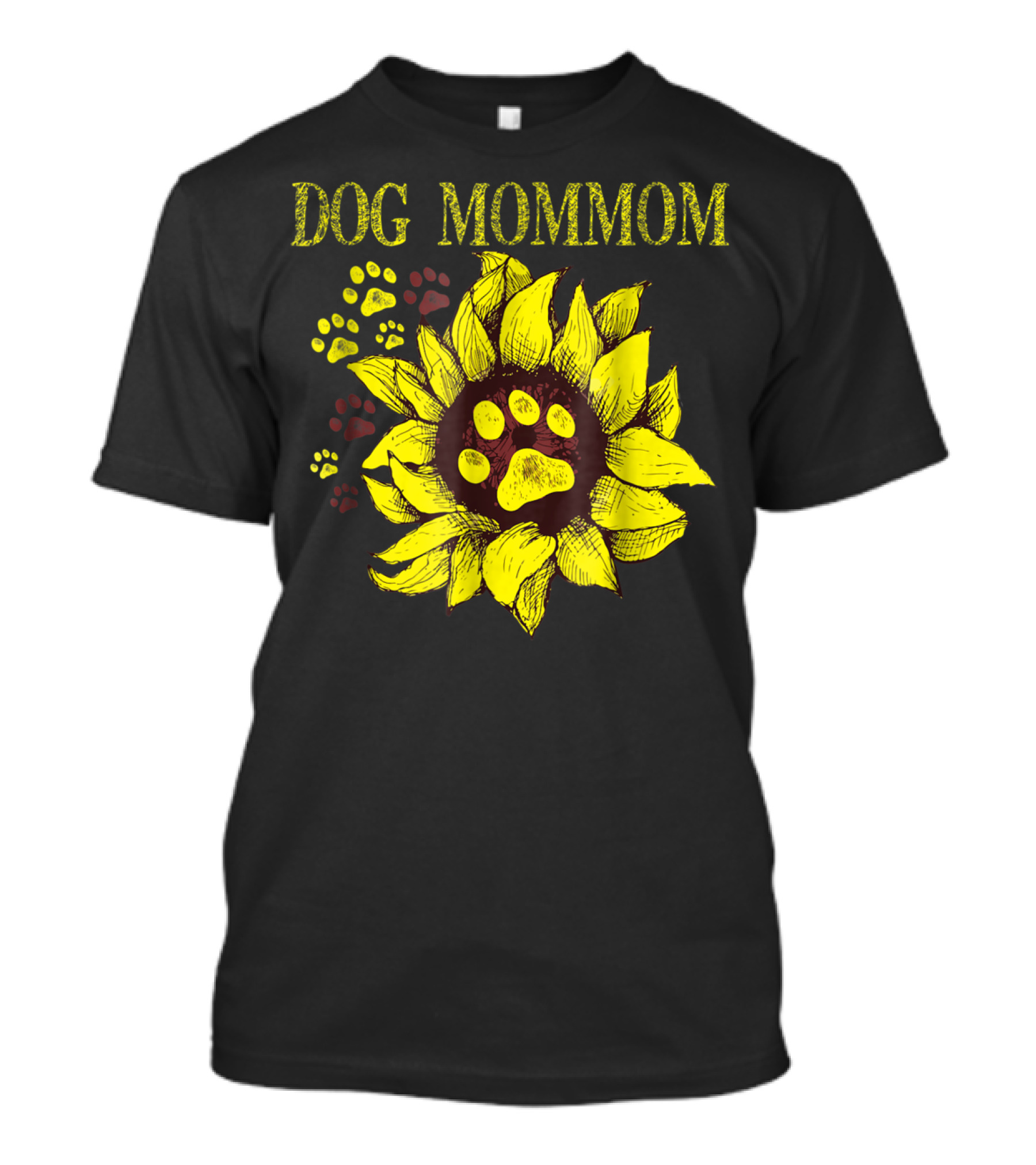 Dog Mommom Sunflower Paw Prints T-Shirt