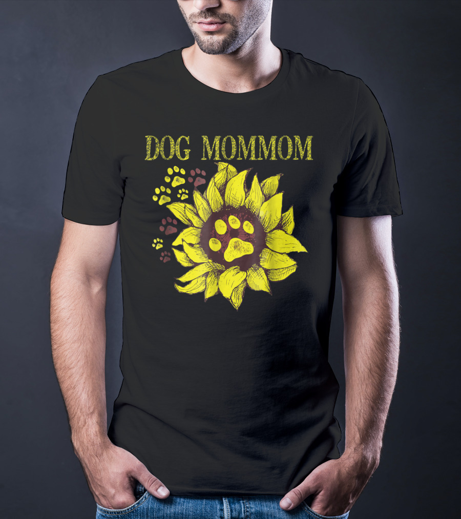 Dog Mommom Sunflower Paw Prints T-Shirt