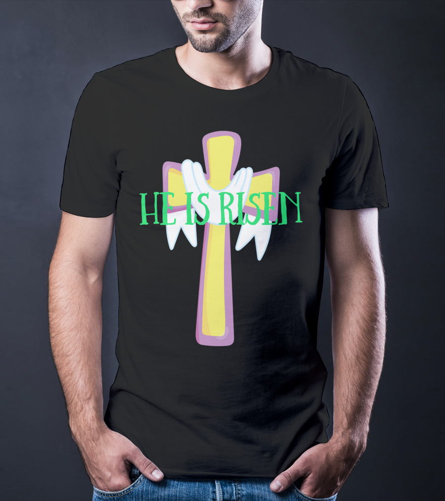 Easter He Is Risen Christian Cross Jesus Pastor Dad51 T-Shirt
