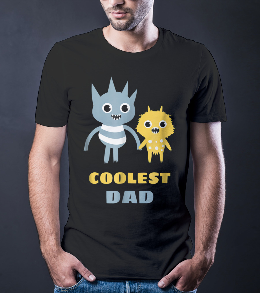 Coolest Dad Funny Monster Creatures Holding Hands T-Shirt