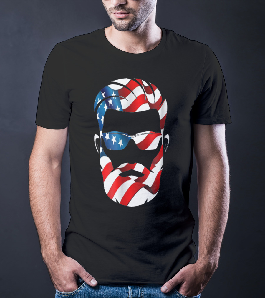 Bearded Dad US Flag Independence Day T-Shirt