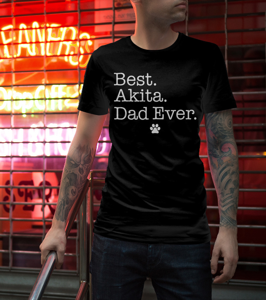 Best Akita Dad Ever Paw Prints T-Shirt