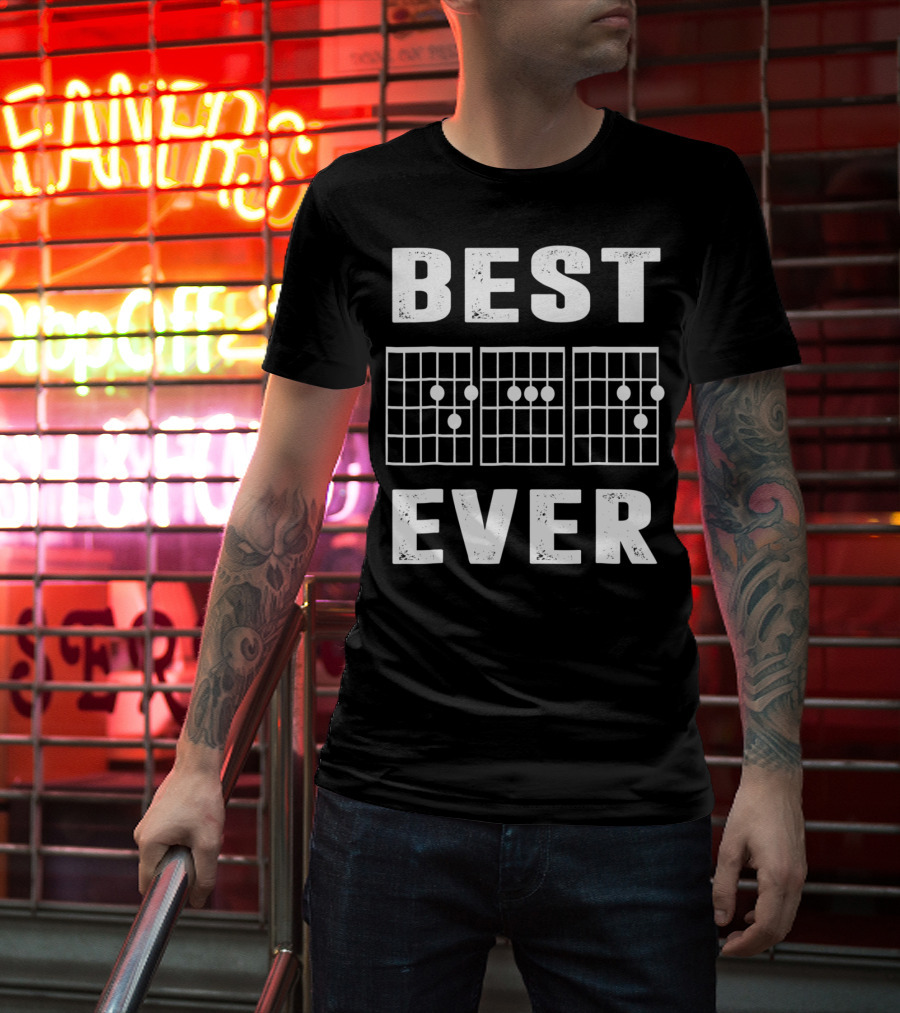 Best Dad Ever Guitar Musician Chord Chart T-Shirt