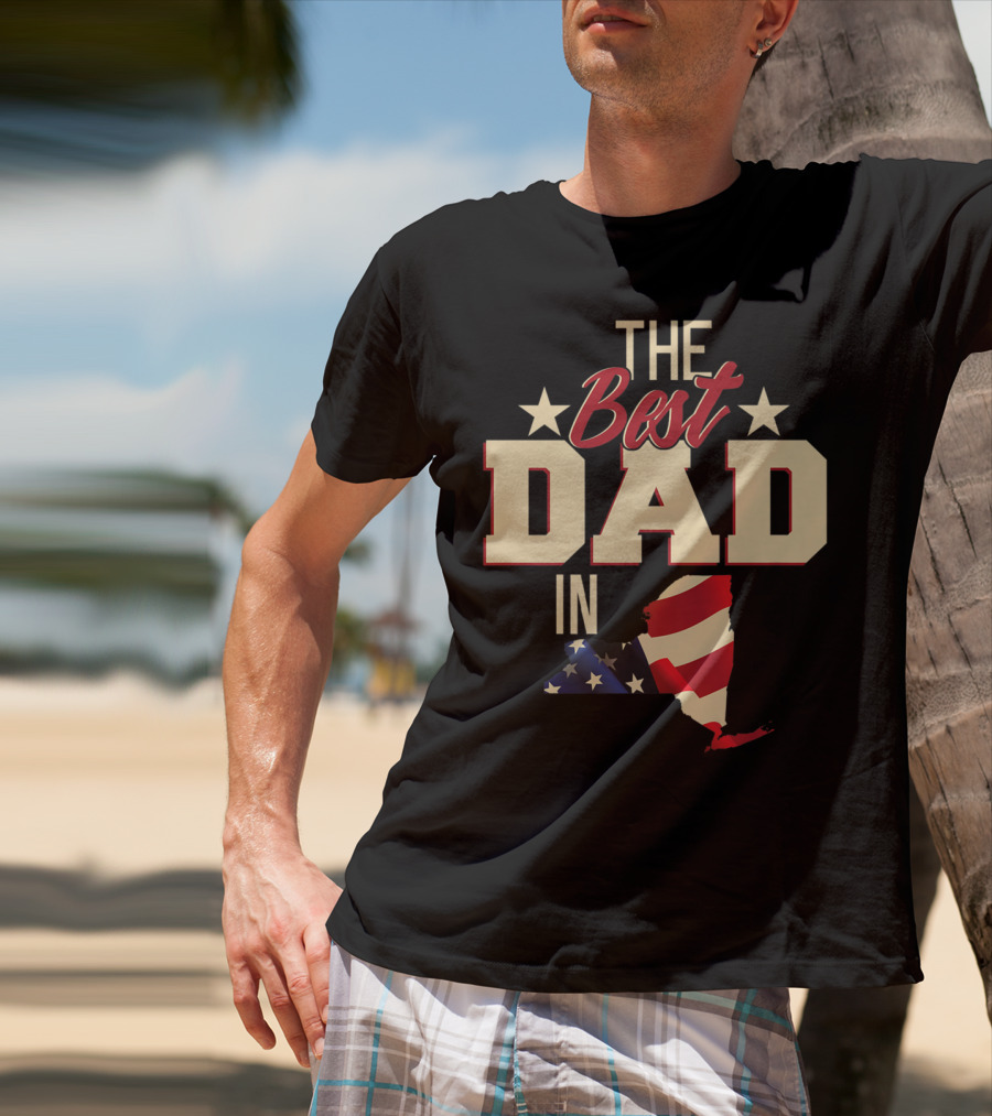 The Best Dad In Patriotic New York With American Flag T-Shirt