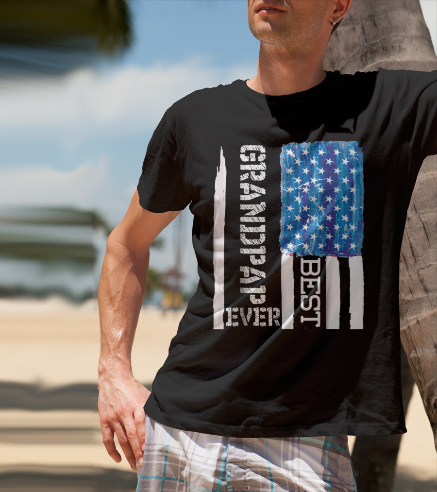 Best Grandpap Ever Distressed American Flag Design 68 T-Shirt