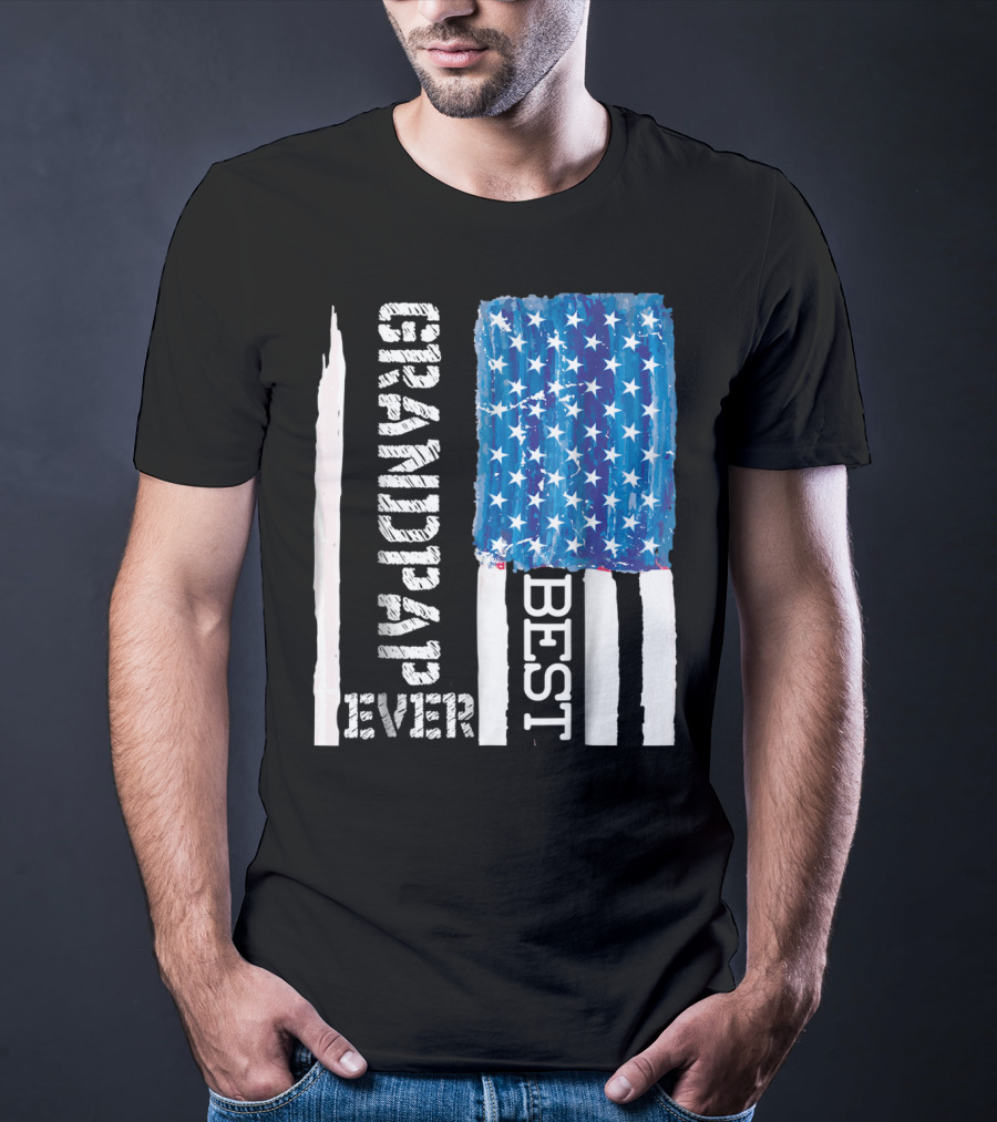 Best Grandpap Ever Distressed American Flag Design 68 T-Shirt
