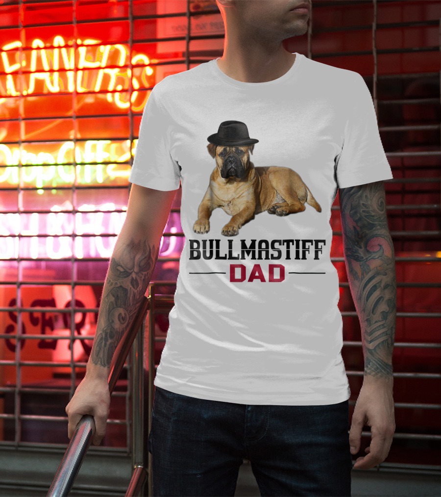 Bullmastiff Dad With Dog Lovers Hat T-Shirt