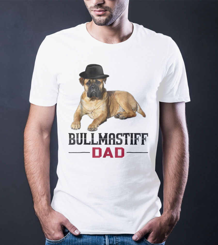 Bullmastiff Dad With Dog Lovers Hat T-Shirt