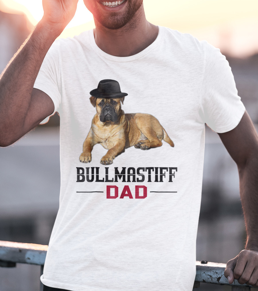 Bullmastiff Dad With Dog Lovers Hat T-Shirt