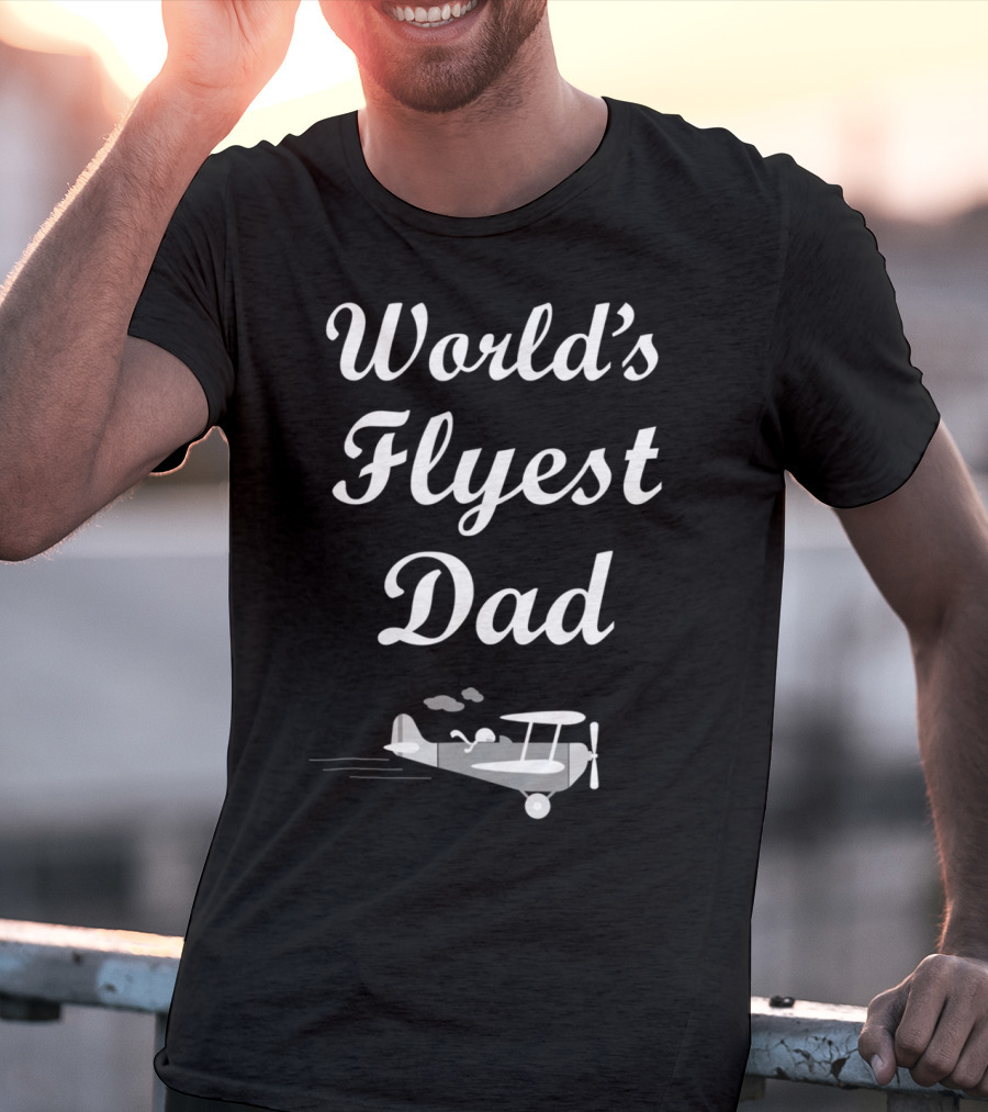 World's Flyest Dad Cartoon Airplane Pilot Bday T-Shirt