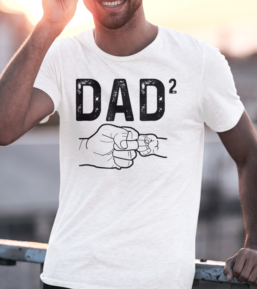 Dad Squared Fist Bump Baby Announcement T-Shirt