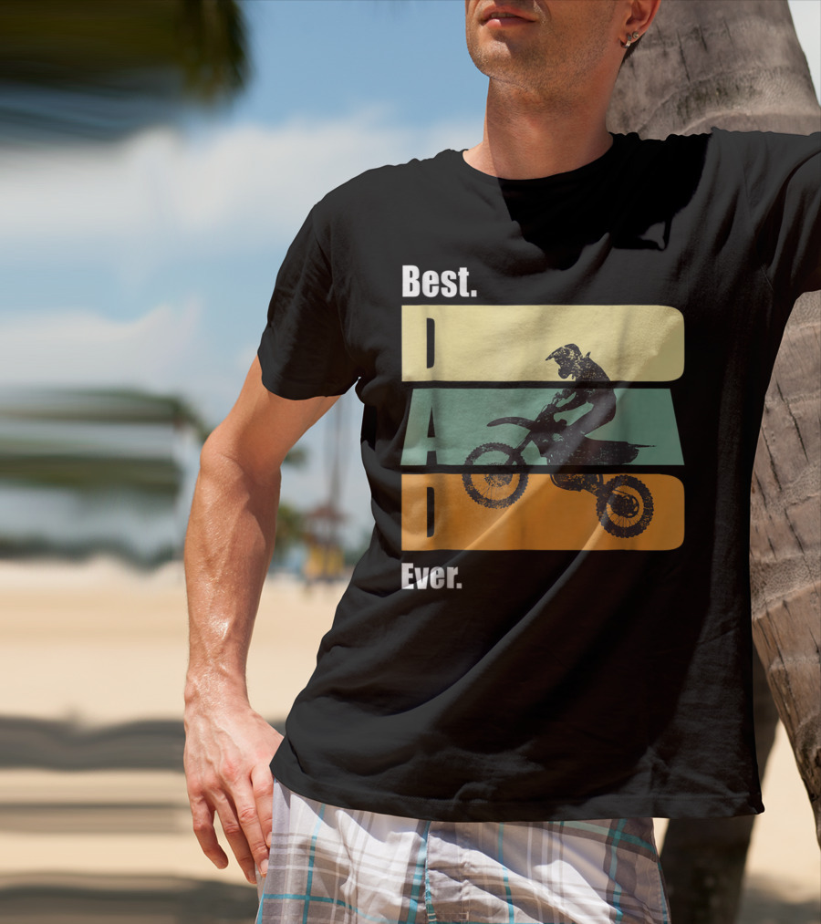 Best Motocross Dad Ever Funny For Fathers Retro Motorcycle Rider T-Shirt