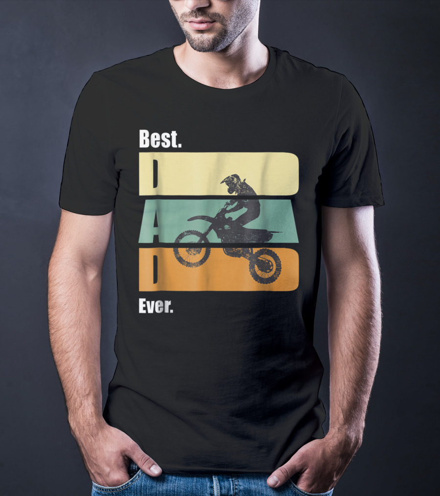 Best Motocross Dad Ever Funny For Fathers Retro Motorcycle Rider T-Shirt