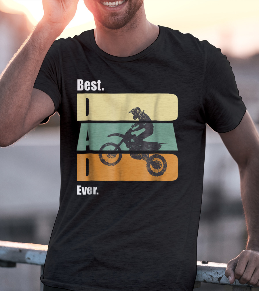 Best Motocross Dad Ever Funny For Fathers Retro Motorcycle Rider T-Shirt
