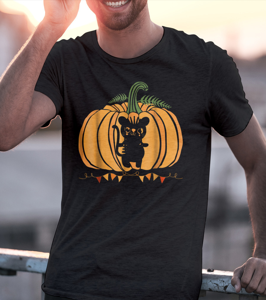 Cool Cat Halloween Pumpkin Dad Mom With Cute Cat Inside Pumpkin T-Shirt
