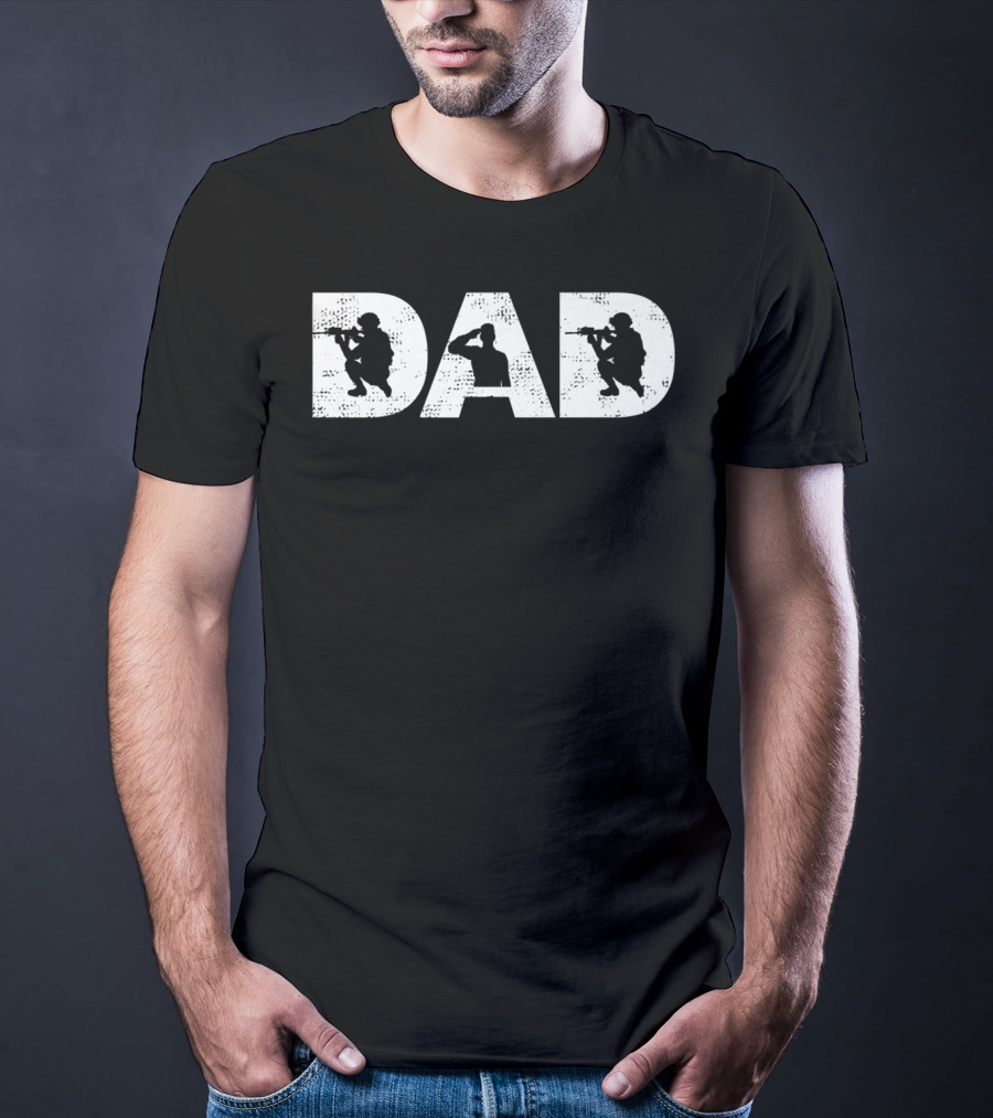 Dad Best Military Papa Silhouette Soldiers T-Shirt