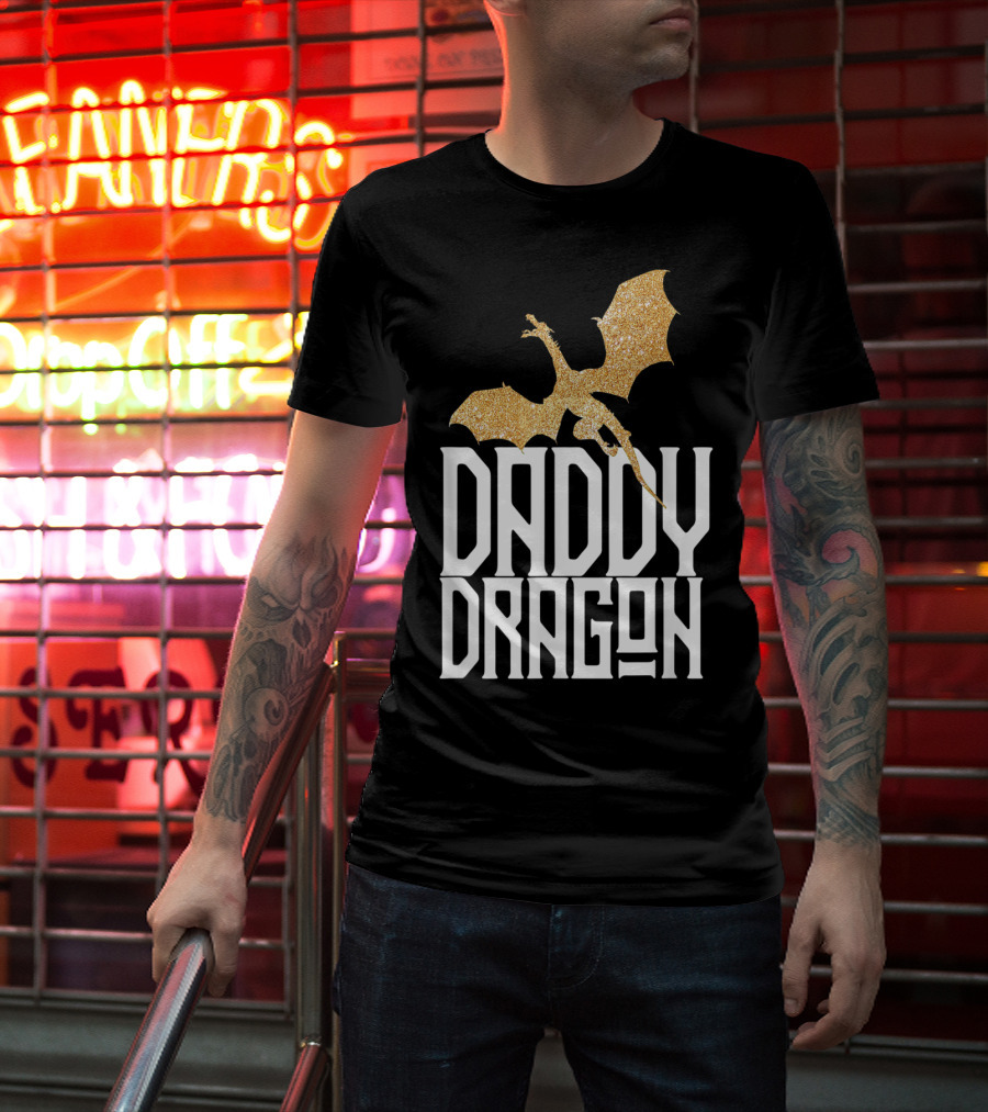 Daddy Dragon Gold Matching Family Tribe Dad Father Dragon T-Shirt