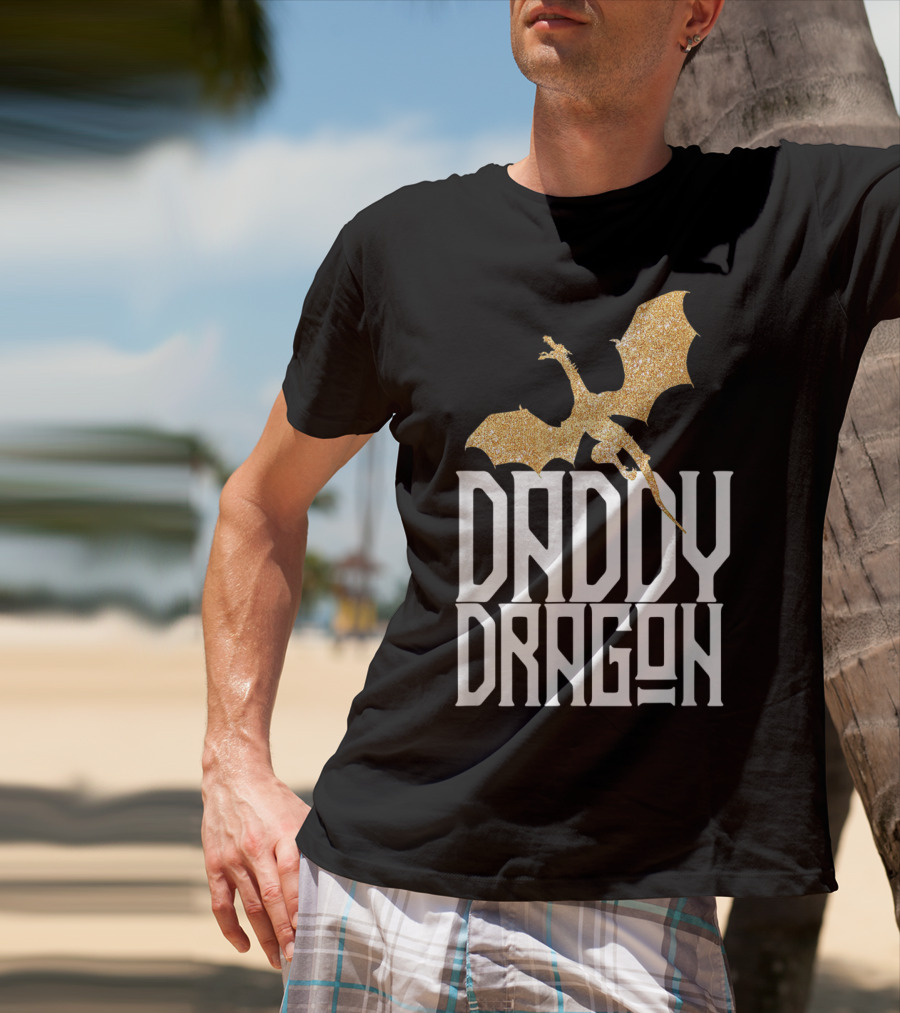 Daddy Dragon Gold Matching Family Tribe Dad Father Dragon T-Shirt