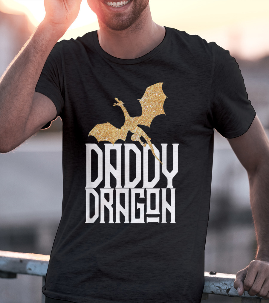 Daddy Dragon Gold Matching Family Tribe Dad Father Dragon T-Shirt