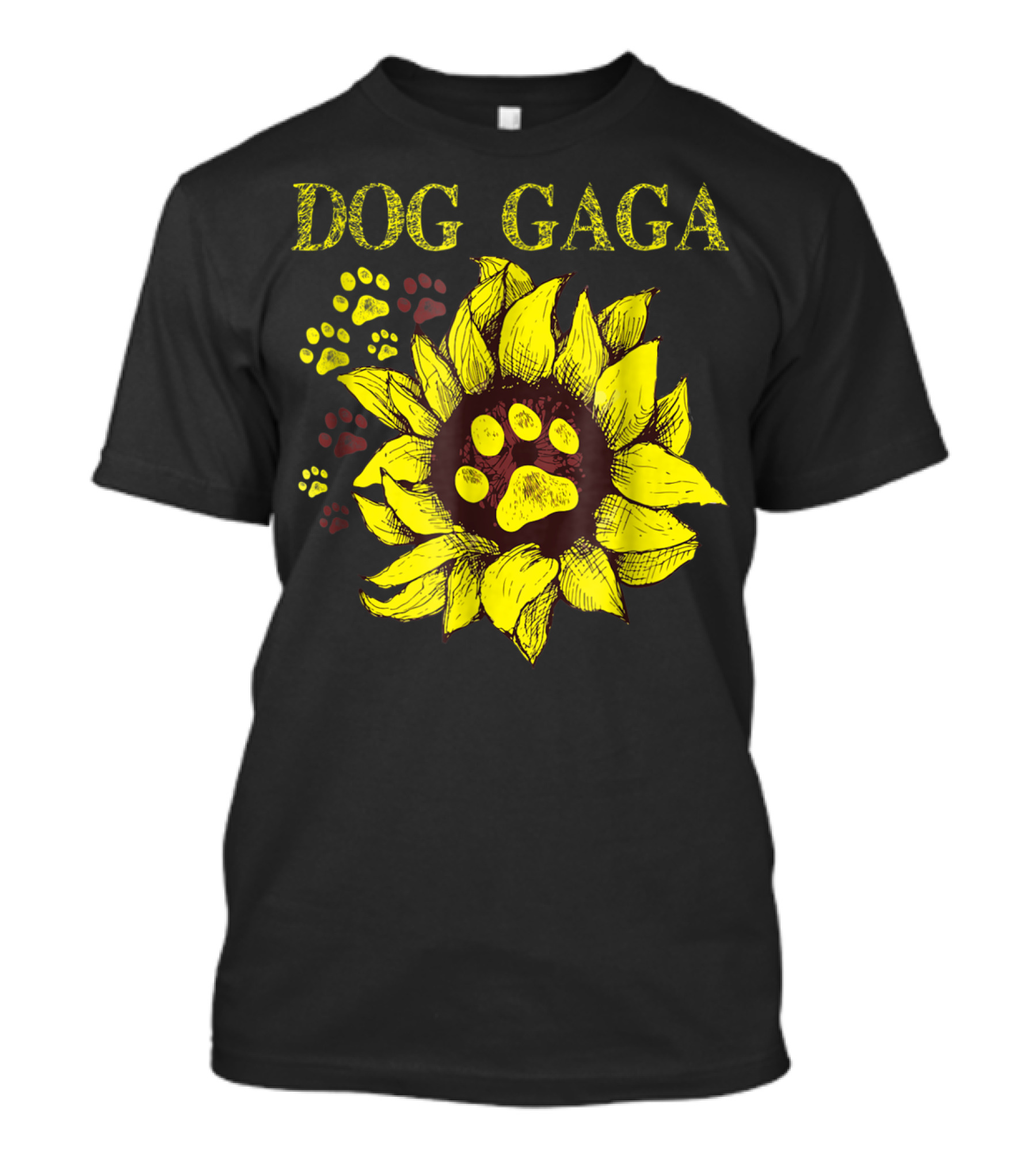 Dog Gaga Sunflower Paw Prints T-Shirt