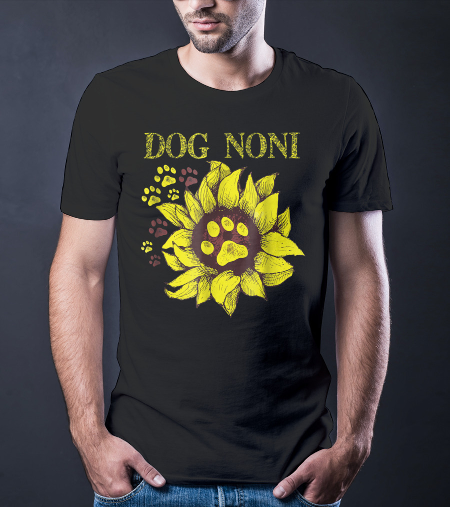 Dog Noni Sunflower Paw Prints T-Shirt