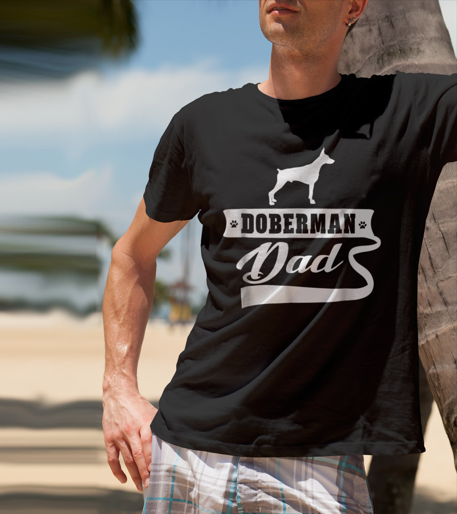 Doberman Dad Dog Mens Animal Paw Prints T-Shirt