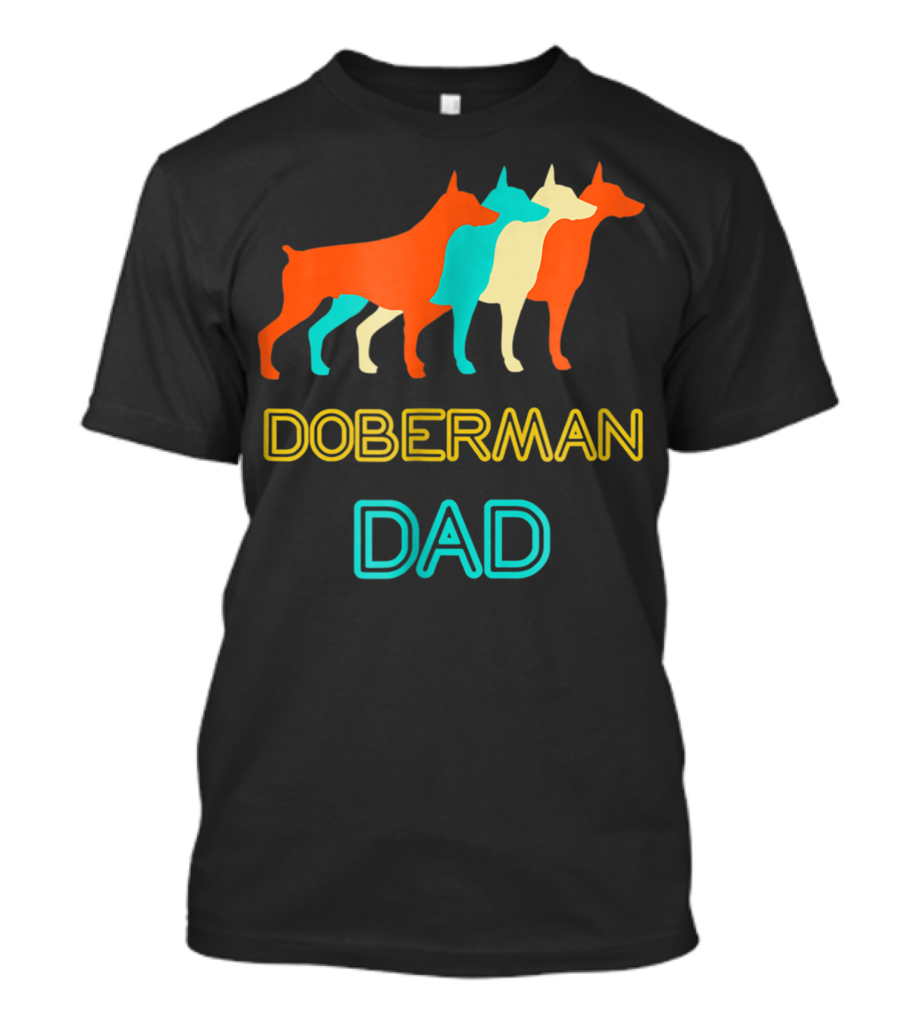Doberman Dad Retro Colorful Silhouette Trio T-Shirt
