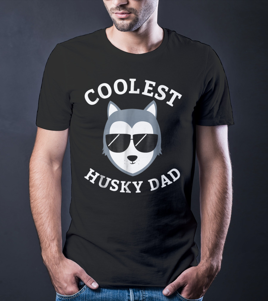 Coolest Husky Dad Wearing Sunglasses T-Shirt