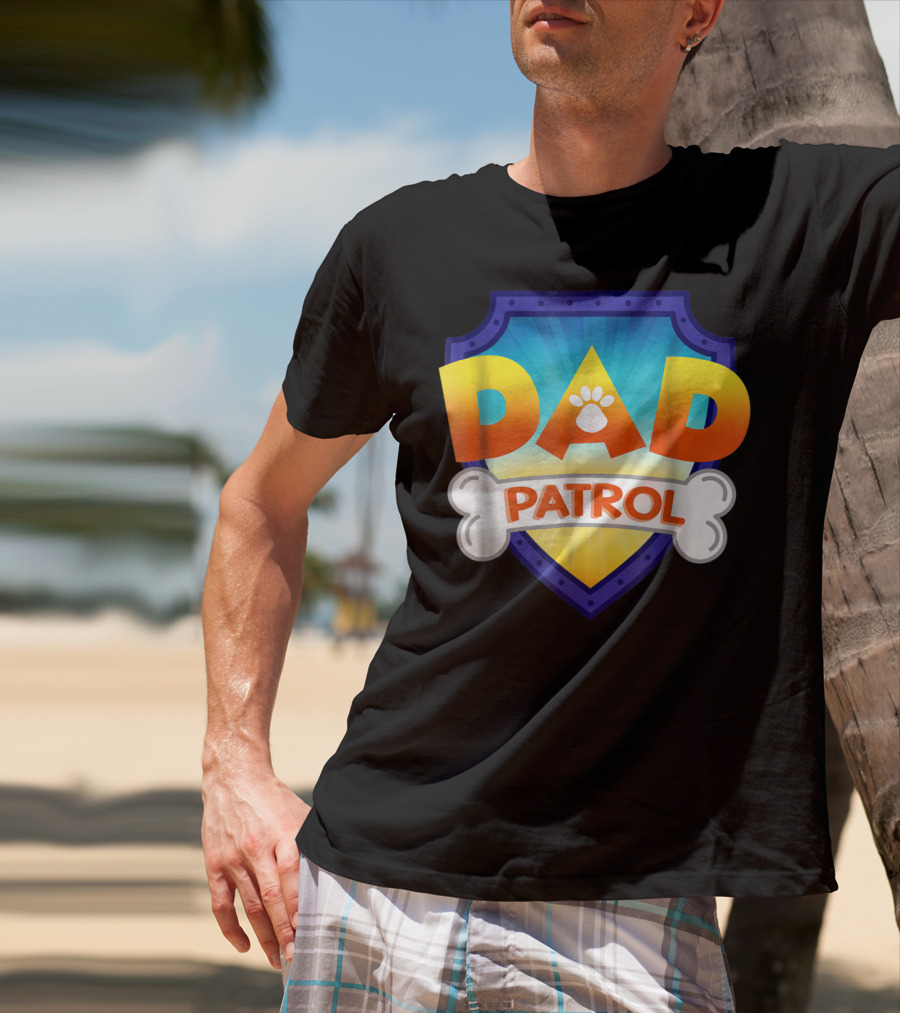 Paw Print Dad Patrol Shield Emblem T-Shirt