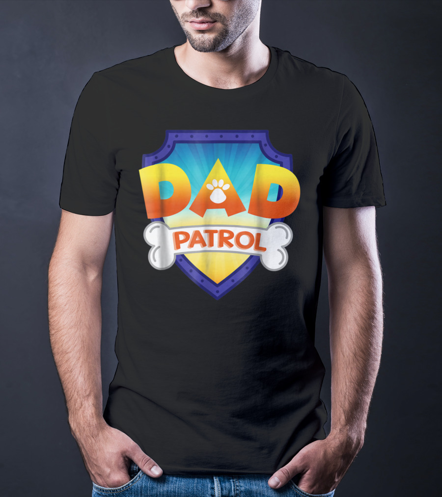 Paw Print Dad Patrol Shield Emblem T-Shirt