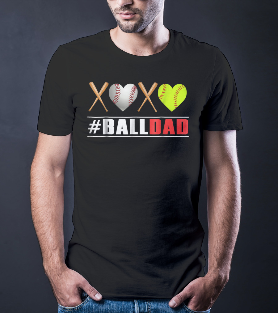 BallDad Baseball Softball Heart Bats T-Shirt