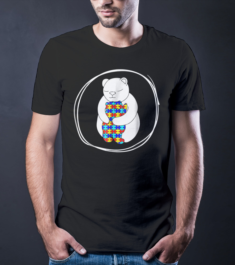 Bear Holding Puzzle Piece Bear Autism Awareness T-Shirt