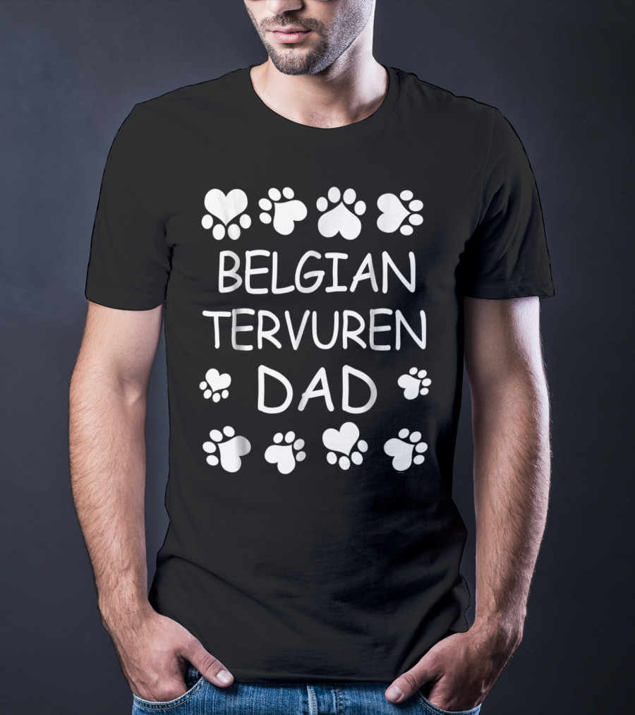 Belgian Tervuren Dad Paw Print Heart T-Shirt
