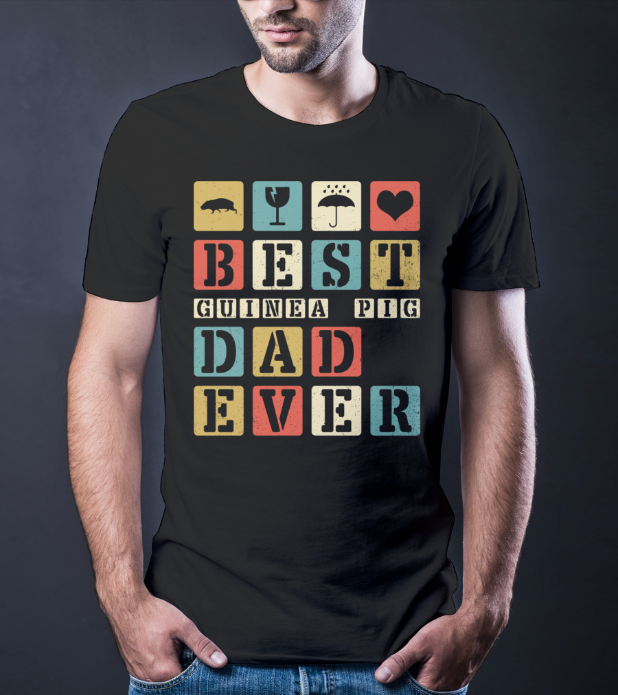 Best Guinea Pig Dad Ever Vintage Style81 Retro Block Letters T-Shirt