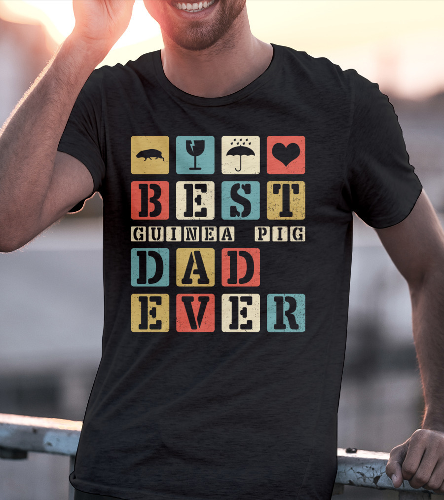 Best Guinea Pig Dad Ever Vintage Style81 Retro Block Letters T-Shirt