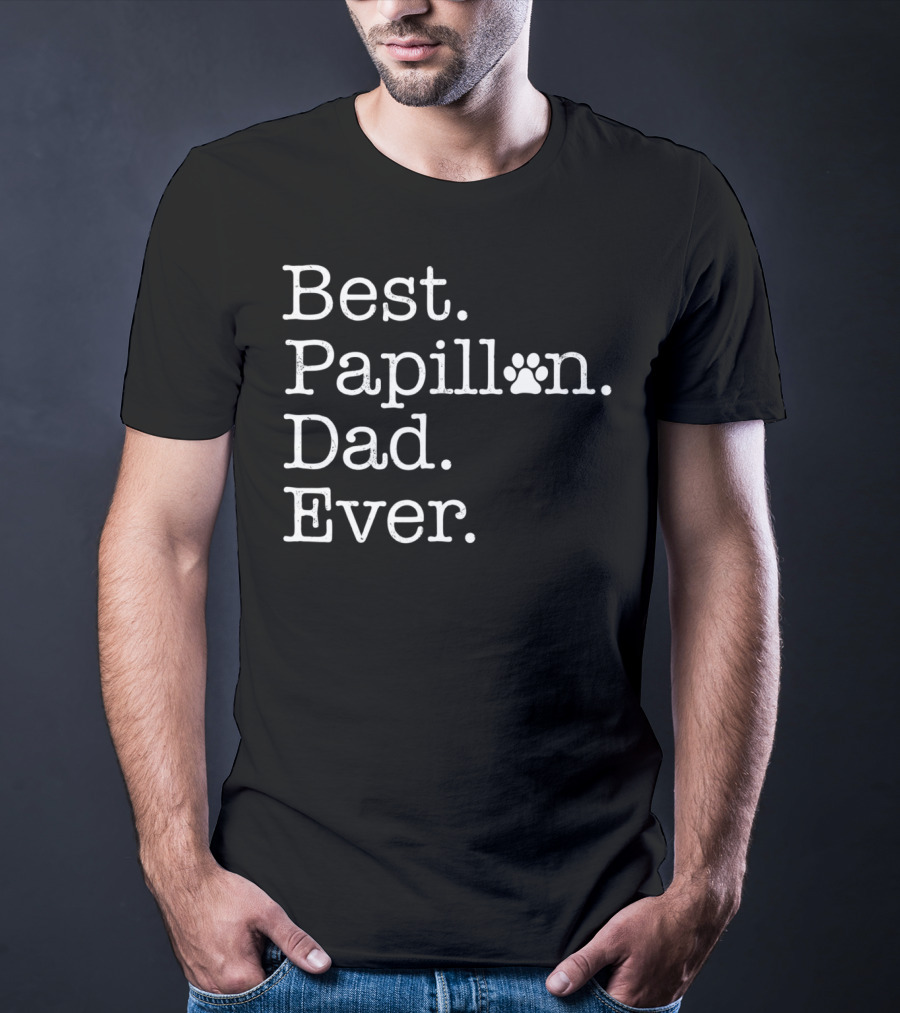 Best Papillon Dad Ever Paw Prints T-Shirt