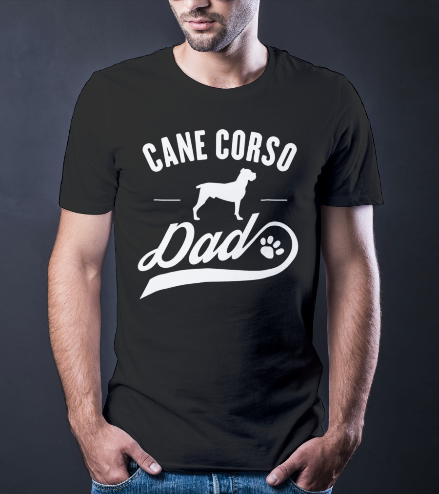 Cane Corso Dad Silhouette With Paw Prints T-Shirt