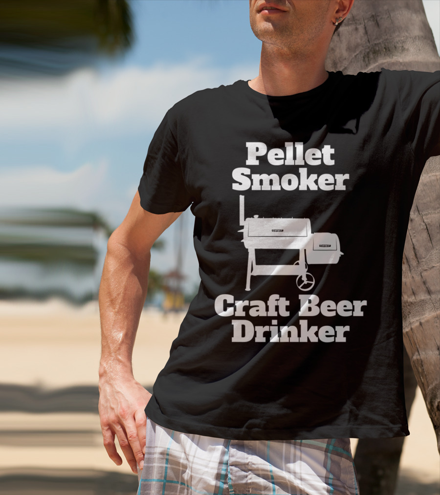 Pellet Smoker Craft Beer Drinker Dad92 BBQ Grill T-Shirt