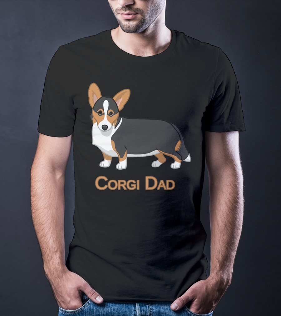 Corgi Dad Cute Black Tan Cardigan Welsh T-Shirt