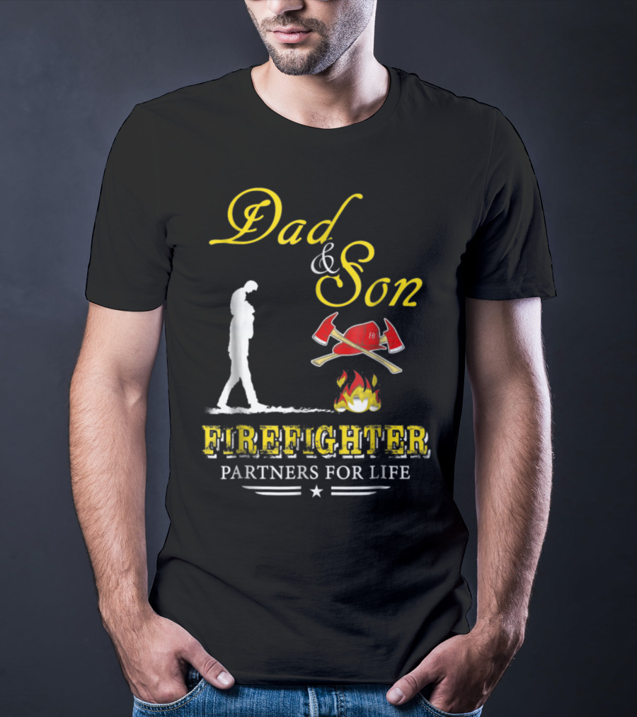 Dad And Son Firefighter Partners For Life T-Shirt