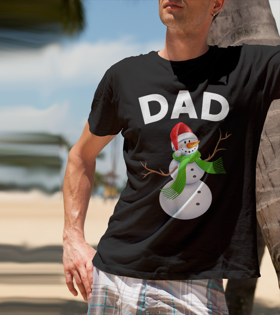 Dad Christmas Snowman Santa Hat Family T-Shirt