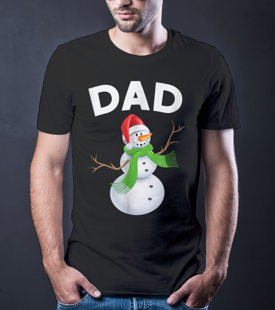 Dad Christmas Snowman Santa Hat Family T-Shirt