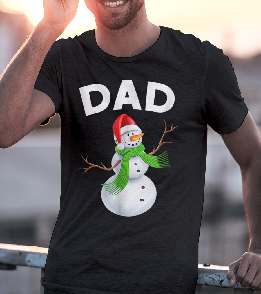 Dad Christmas Snowman Santa Hat Family T-Shirt