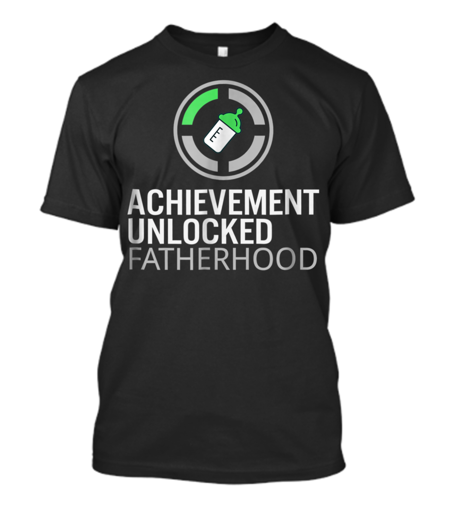 Achievement Unlocked Fatherhood Baby Bottle Gaming Symbol Dad T-Shirt